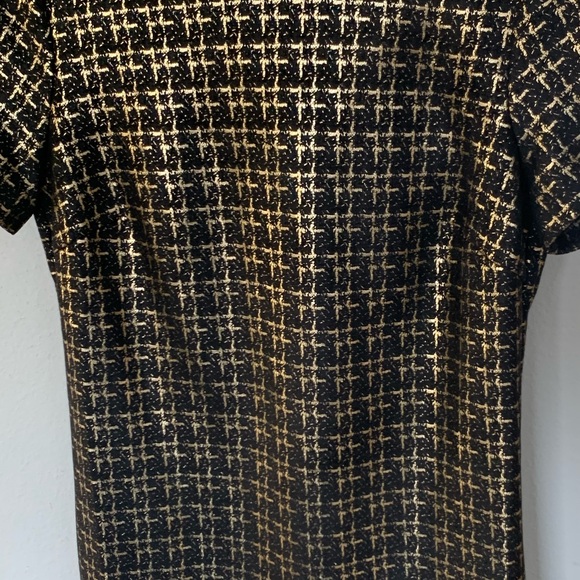 NWT Gold & Black Mini Short Sleeved Sheath Dress Size Medium by Julie Brown - Picture 11 of 13